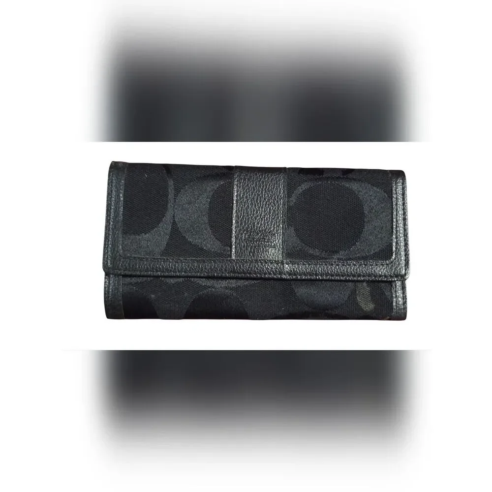 Vintage Black Coach Canvas/leather Wallet